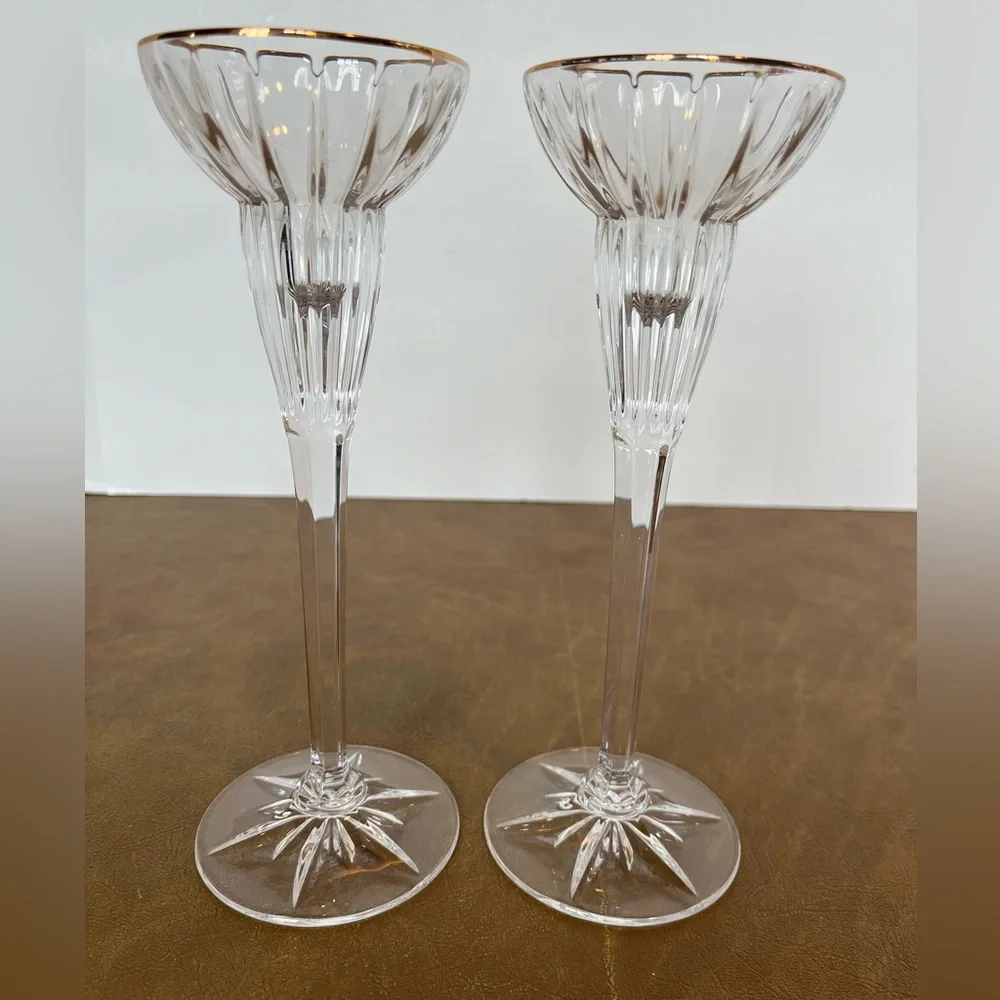 Mikasa Golden Tiara Crystal Candlestick Holders